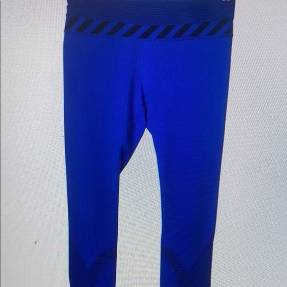LULULEMON Run Inspire Crop Legging Royal Blue & Black Stripe Sz 8 - Picture 1 of 1